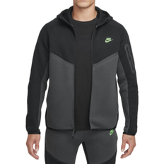 Mens nike black hoodie NIKE Tech Men's Full Zip Windrunner Hoodie - Black/Anthracite/Green Strike