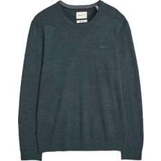 Gant Men's Extra Fine Merino Wool Crew Neck Sweater - Tartan Green