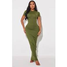 Clothing PrettyLittleThing Shape Sculpted Short Sleeve Maxi Dress - Green