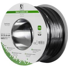 Elkabel utomhus Deltaco Installationskabel Cat6 100m Rulle Svart