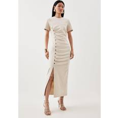 Clothing Karen Millen Ponte Tuck Jersey Midi Dress - Cream