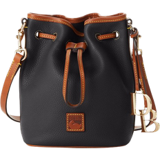 Water Resistant Bucket Bags Dooney & Bourke Pebble Grain Small Drawstring - Black