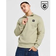 Fred Perry Men Jumpers Fred Perry Badge 1/2 Zip Sweatshirt - Beige - Mens