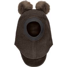 Huttelihut Kid's Alpaca Pompoms Balaclava - Dark Brown Melange