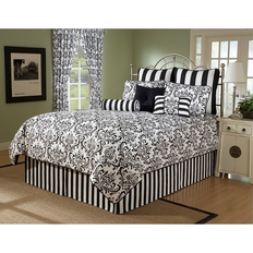 Arbor Damask Comforter Set King Bedspread Black