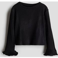 Blouses & Tunics H&M Flare-Sleeve Jersey Top - Black