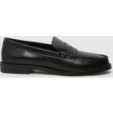 Schuh Lillian Leather Penny Loafer Flat Shoes - Black