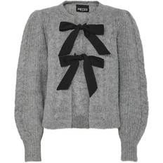 Genbrugsmaterialer Trøjer Pieces Row Cardigan - Medium Grey Melange