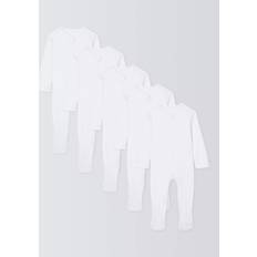 John Lewis Baby Ribbed Cotton Sleepsuit Pack of 5 - White