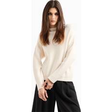 Armani Exchange Dame Sweatere Armani Exchange Mock Neck Strik Uld Med Perforerede Detaljer - Hvid