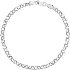 Unisex - White Gold Bracelets White Gold Hollow Rolo Chain Bracelet 3.8mm 7.25