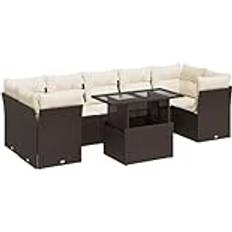 vidaXL Loungegrupp 8 Delar Brun Konstrotting Loungeset