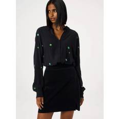 Fabienne Chapot Lot Embroidered Flowers Blouse, Black/Green