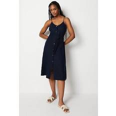 Clothing Warehouse Linen Button Through Sundress Blue