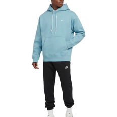 Nike Solo Swoosh Men's Fleece Pullover Hoodie - Denim Turquoise/White