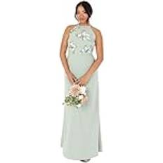 Midi Dresses - Sportswear Garment Maya Deluxe Floral Embellished Halter Neck - Green