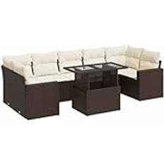 vidaXL Loungegrupp 8 Delar Brun Konstrotting Loungeset