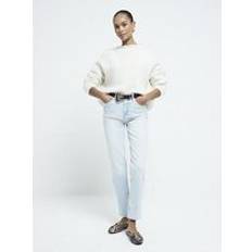 Adult Jeans River Island Womens Blue High Waisted Slim Straight Jeans 8S