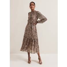 Clothing Phase Eight Women's Eve Leopard Print Shimmer Midi Dress Multi-Coloured