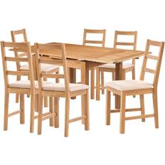 Hallowood Furniture Extendable Oak Dining Set 85x160cm 7pcs