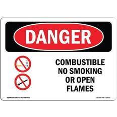 Office Supplies SignMission OSHA Danger Sign 12 x 18 in - Combustible No Smoking or Open Flames