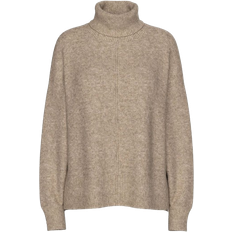 Pieces Malou High Neck Jumper - Taupe Grey