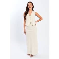 Linen - Women Vests Be You Linen Waistcoat Beige