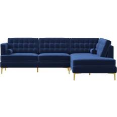 Ashcroft Brooke Blue Velvet Sectional Sofa