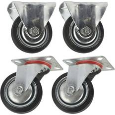 DIY Accessories AB Tools 3" (75mm) rubber fixed and swivel castor wheels trolley caster (4 pack) cst01_02