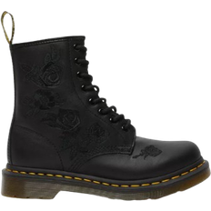 Dr. Martens 1460 Vonda Mono Floral Rose Leather Lace Up Boots - Black