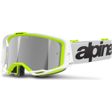 Moottoripyörävarusteet Alpinestars Vision 8 Wordmark Fluo-Mirror Suojalasit - Valkoinen Yellow Fluo Mirror Silver