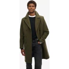 Superdry Men Coats Superdry Merchant Wool Long Coat, Olive Night Green