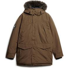 Man - Nepbont Jassen Superdry Everest Parka met Imitatiebont - Bruin Grootte