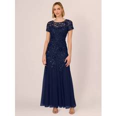 Aftenkjoler - Blå Adrianna Papell Bead Long Dress With Godets
