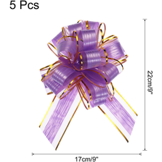 Purple Wrapping Paper & Gift Wrapping Supplies Unique Bargains 5pcs 7 Inch Large Pull Bow Gift Wrapping Bows Ribbon Organza Bows Purple (0.1 In. W X 0.1 In. H X 0.0 In. D)