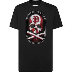 Philipp Plein Skull&Bones-patch cotton t-shirt men Glass Fiber/Cotton Black