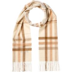White Scarfs Amicale Amicale Cashmere Check Cashmere Scarf
