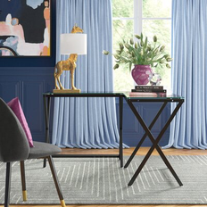 Ebern Designs Barklay 50.4" L-Shaped Glass Top Writing Desk