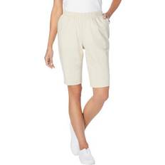 Woman Within Shorts Woman Within Plus Women's Fineline Denim Short in Natural Khaki (Size W)