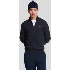 Lyle & Scott Men's Lambswool Blend Zip Through Cardigan in Navy Dark Navy Marl