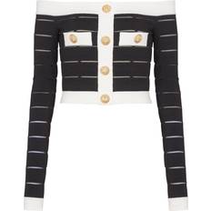 Balmain Dame Bluser Balmain Buttoned Crop Top Uld Buttoned Crop Top - Sort