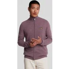 Uomo - Viola Cardigan Lyle & Scott Men's Lambswool Blend Zip Through Cardigan in Purple Extra Highland Mauve Marl