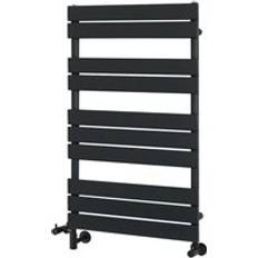 Heated Towel Rails Milano Modern Flat Panel Electric Heated Towel Rail Radiator 975 mm x 600 mm Black