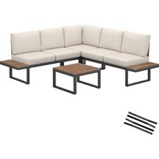 tectake Garten-Lounge-Set Eliar 4-teilig mit Aluminiumgestell - Schwarz