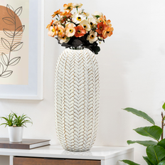 Resin Interior Details LuxenHome Modern Geometric Pattern Polyresin 17.3" H x 7.3" Diameter Vase