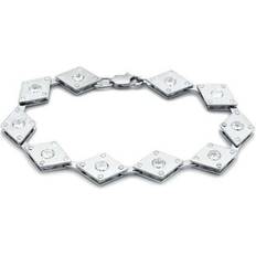 Rhodium Bracelets LO2006-7.5 Matte Rhodium & Brass Bracelet - Clear