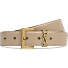 Saint Laurent 3cm Monogram Leather Belt Dark Beige (70 95)