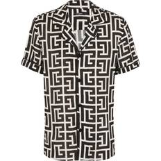 Balmain Men Shirts Balmain Hemd mit Monogramm-Print Herren Viskose Schwarz