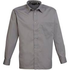 Clothing Premier Mens Poplin Long-Sleeved Shirt (Dark Grey)