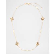 Tory Burch Kira Clover Pearl Necklace Gold Pearl